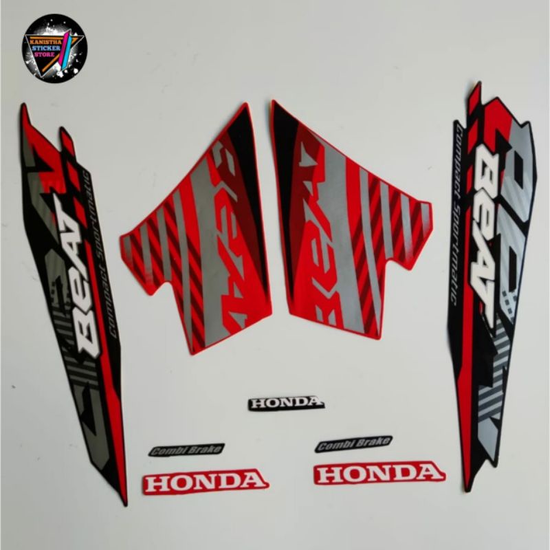 Striping honda beat tahun 2020 warna hitam - merah, striping list body motor honda beat terbaik
