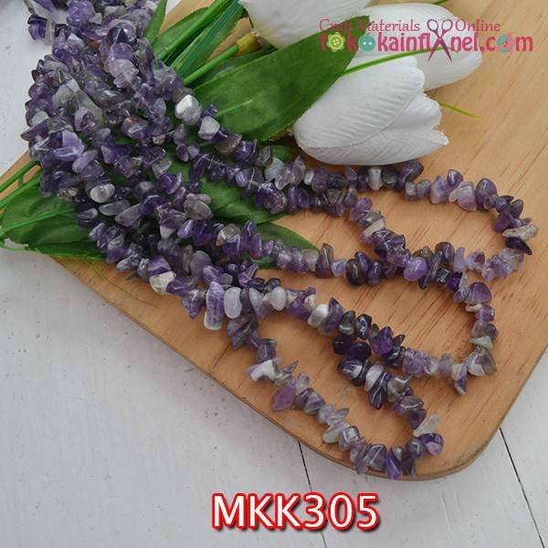 Mkk305 Manik Kerikil Batu Kecil Ungu Tua 1 String 40cm