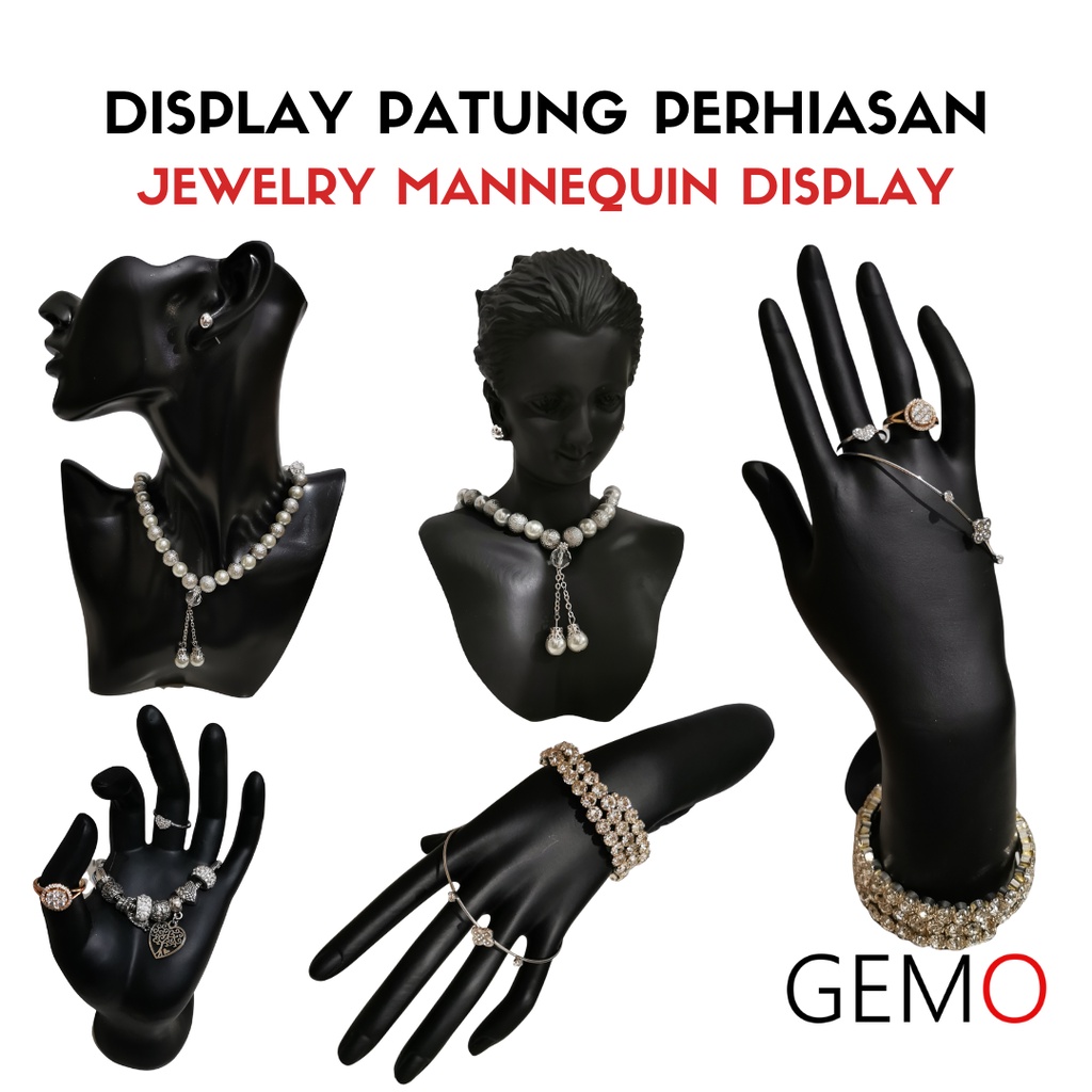 Display Patung Perhiasan Manekin untuk Cincin Gelang Kalung Anting cocok untuk Alat Peraga Toko Emas Perak Permata Berlian Perak Diamond