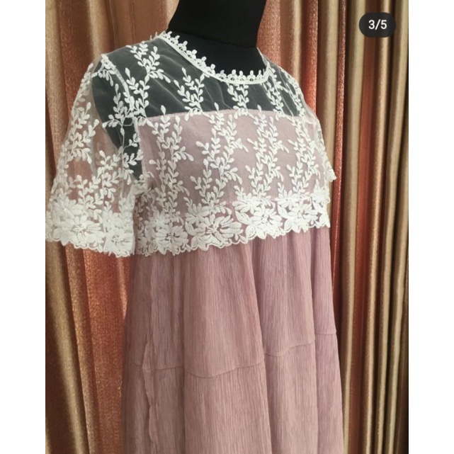 preloved dress pink renda