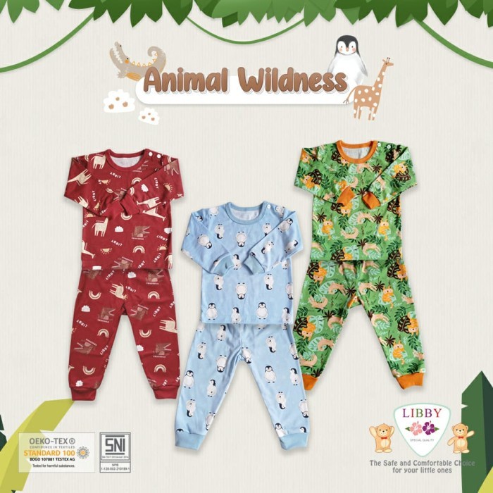 Libby Baby 3Stel Setelan Panjang Kancing Pundak - Animal Wildness