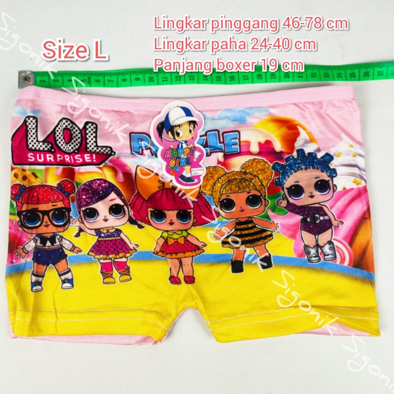 Boxer Celana Dalam Anak Cewek Perempuan M L XL Happy Girl Celana Pendek Bocah Motif Lucu Sigonik