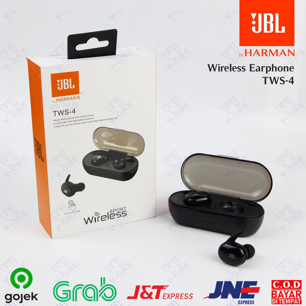 HEADSET BLUETOOTH WIRELESS JBL TWS 4 VERSI 5.0 HANDFREE WIRELESS EARBUDS WIRELESS GAMING