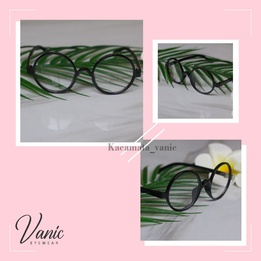 Kacamata Anak Bulat Jhon Lenon-Hitam Lensa Bening