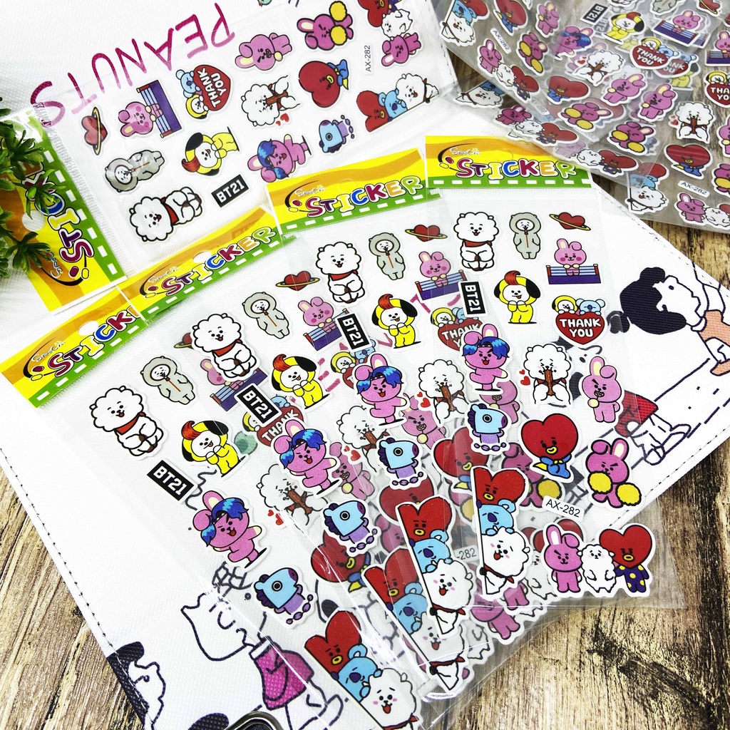 STICKER TUMBLR TIMBUL 3D BTS BT21 KARTUN KARAKTER MURAH / STIKER BUKU / STIKER DINDING / STIKER BT21