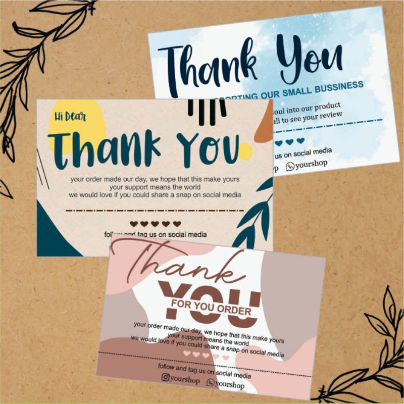 Thank you card kartu ucapan olshop estetik | Shopee Indonesia