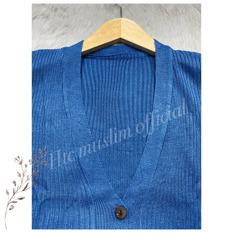 CARDIGAN RAJUT SALUR KANCING BATOK | Cardy Crop Rajut Wanita Oversize-K. BATOK DENIM