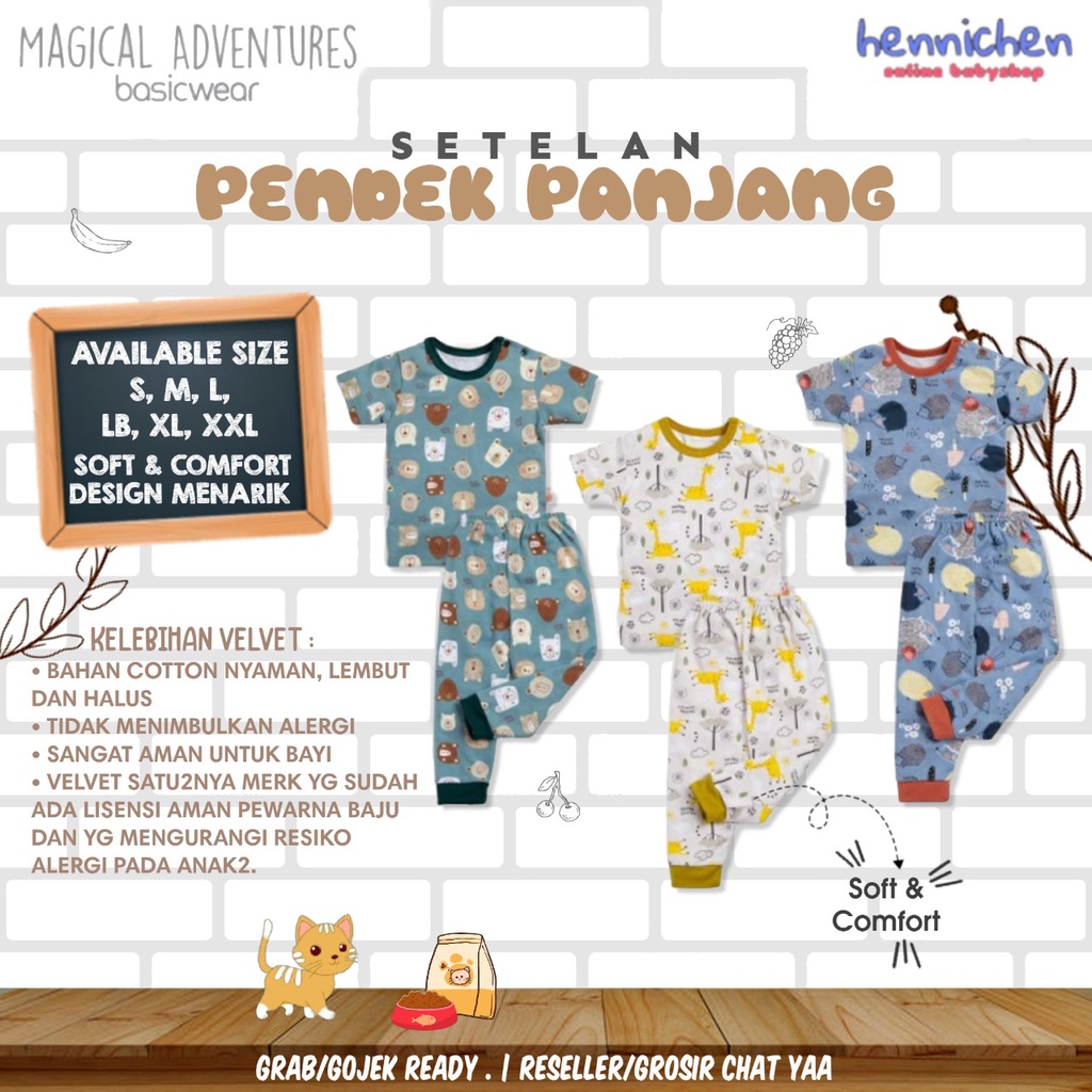 TERMURAH 3 Psg Velvet Junior ARTIC / VIBRANT / COURAGE / GREAT/ KAZEL / ARUCHI BABY Setelan piyama Baju anak  PENDEK + Celana SHOUTHERN CHARM PANJANG