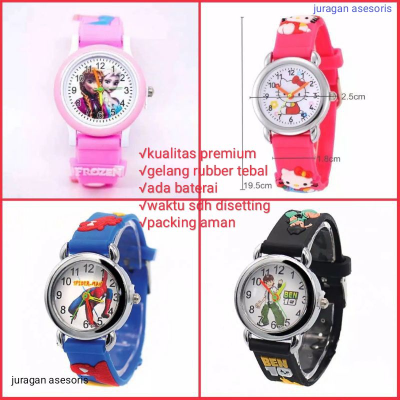 [COD] Jam Tangan Anak Cewek Cowok Jarum Karakter Lucu Murah Hellokitty Doraemon Frozen Benten