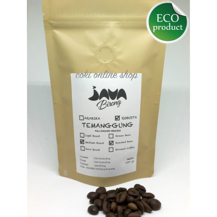 

Robusta Temanggung Roasted Coffee Bean 100 Gram Biji Kopi Sangrai