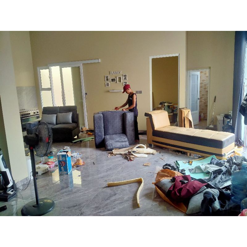 SERVICE SOFA L /SERVICE GANTI KULIT SOFA / PERBAIKAN SOFA