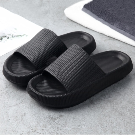 Sandal Rumah Berkualitas Sandal Kamar Mandi Berbahan Empuk Sandal Karet Wanita Pria Couple-black
