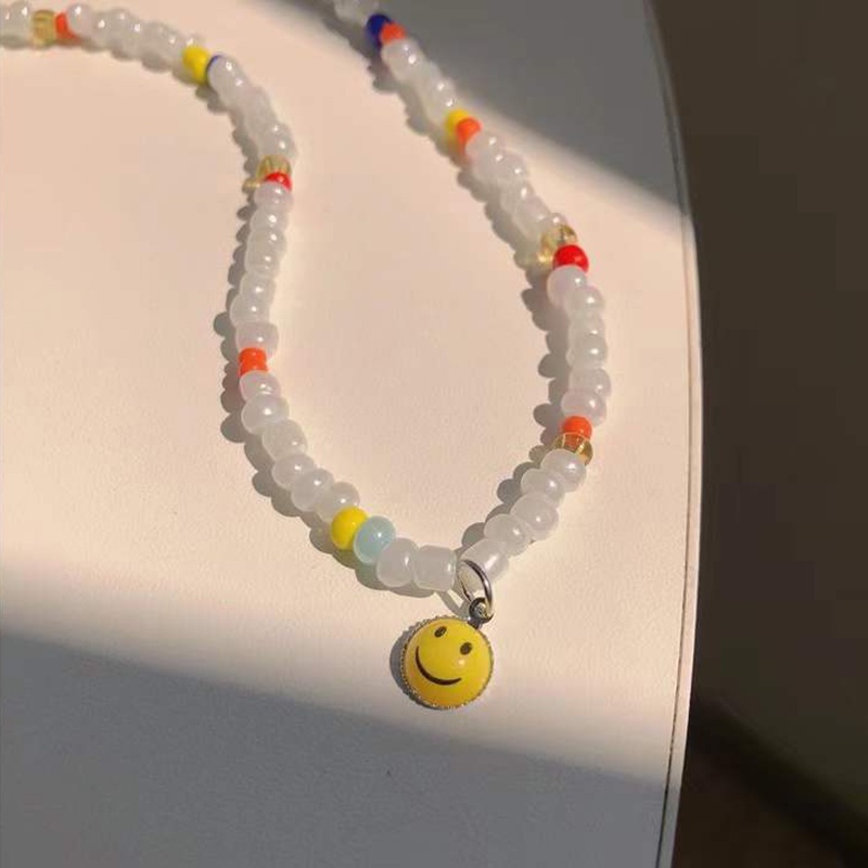 Kalung Rantai Clavicle Handmade Dengan Liontin Smiley Face Untuk Wanita