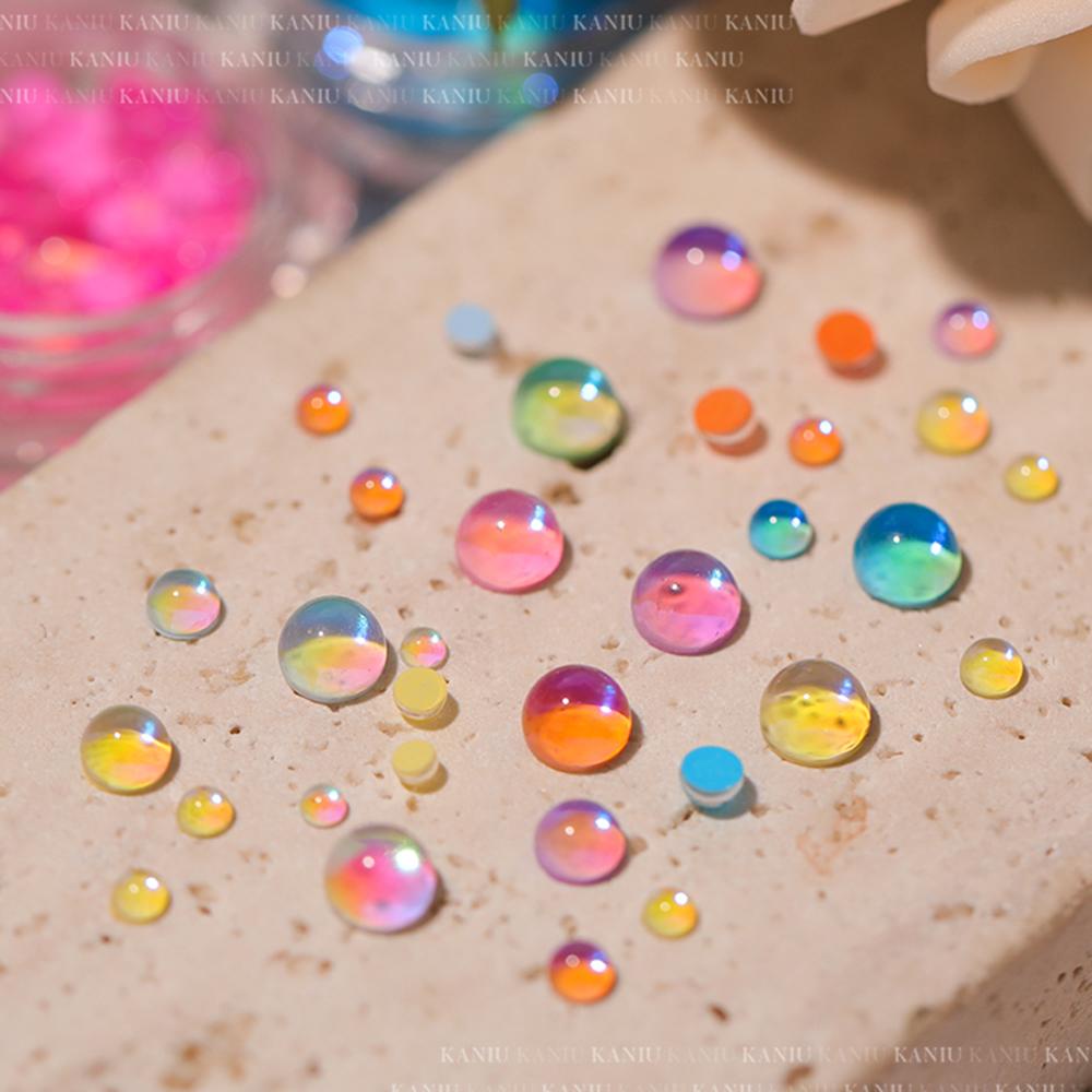 AUGUSTINA Agustina Bulat Batu Kristal Permen Warna Fashion Mermaid Cat Eye Beads Ukuran Campur DIY Hiasan