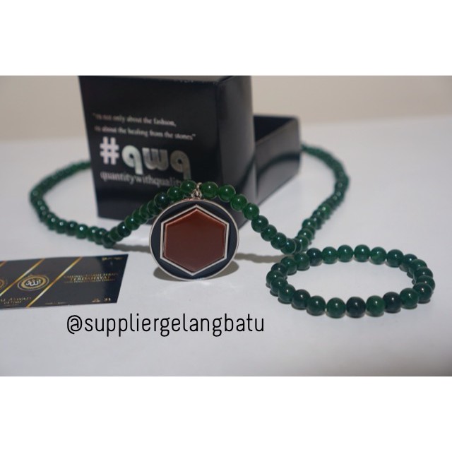 KALUNG lafaz silver giok hijau Ginsamyong al muslim azhikra green jade terapi korea kesehatan aura