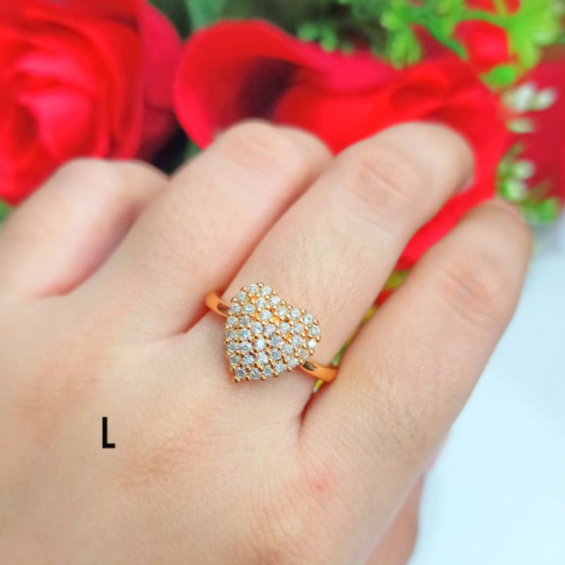 TERBARU CINCIN WANITA DEWASA TITANIUM LAPIS EMAS 22 K GOLD ANTI KARAT