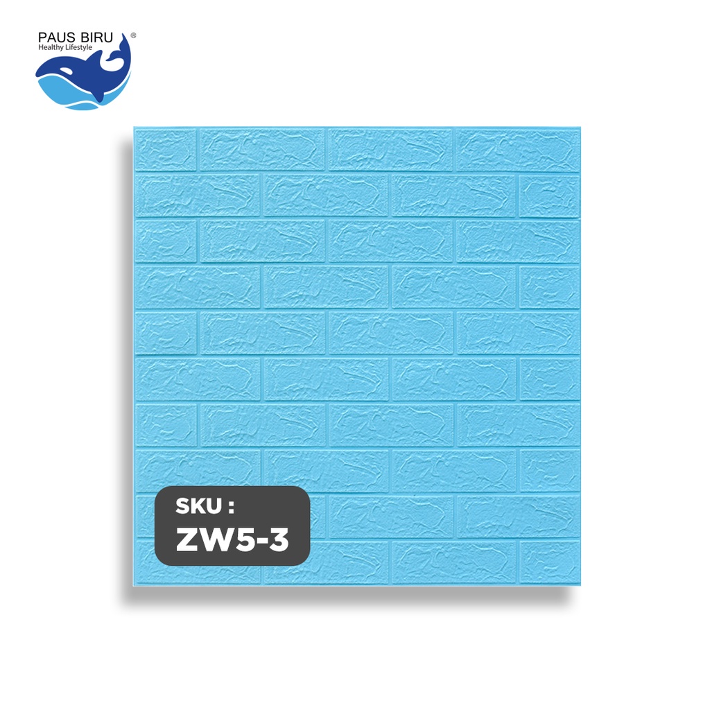 Wallpaper 3D Foam Motif Batu Bata TEBAL 4.5MM Dekorasi Dinding Kamar Rumah Murah TEBAL 4.5MM-BIRU 4.5 MM