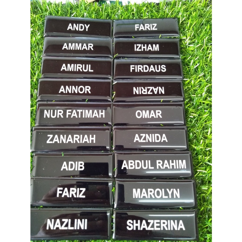 

papan nama name tag nama dada peniti kuningan akrilik stainles