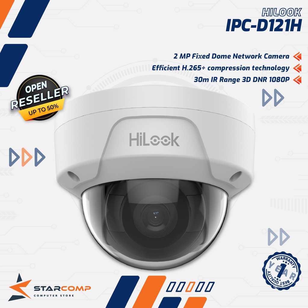 CCTV Camera 2MP IP IPC-D121H White HILOOK