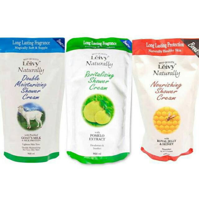 LEIVY Shower Cream / Goat milk / goats milk sabun ISI ULANG 900 ML 450 ML 250 ML