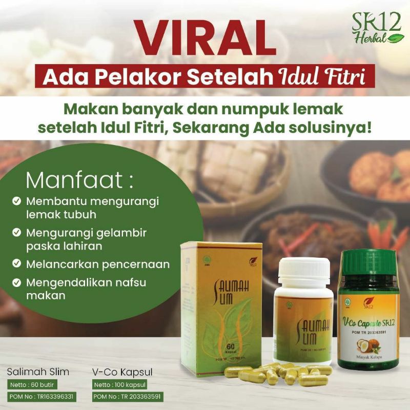 PAKET PELAKOR SR12 | peluntur lemak kotor | Slim Salimah & VCO | pelangsing {ORI 100%}