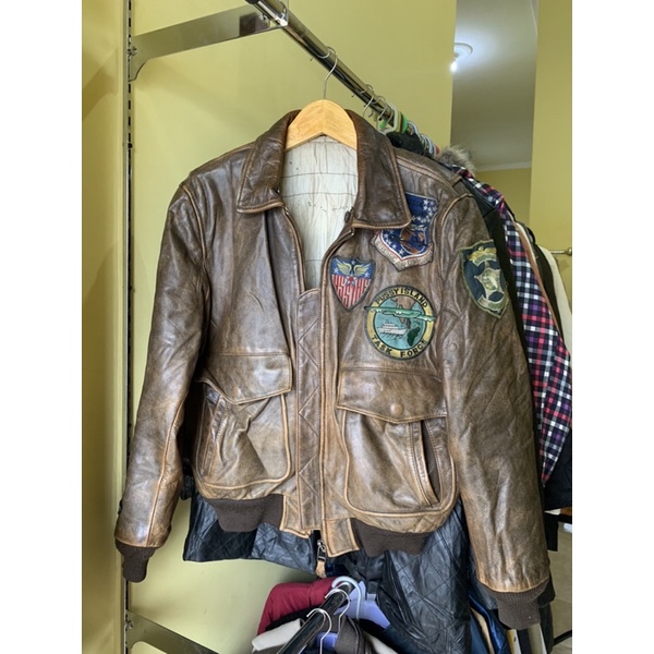 Vintage Jaket Kulit leather jacket U.S Air Force SRC Air Comando type G1 warna Patina