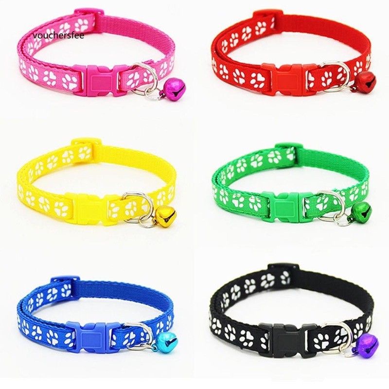 ELYE STORE | Kalung Kucing Lonceng Motif Paw Jejak Kaki Kucing Anjing 1x13-30 cm
