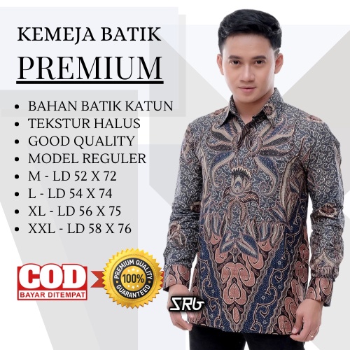 ARTAMULYA Batik Pria Lengan Panjang Kemeja Batik Pria Modern motif Kate Hijau size M L XL XXL Reguler katun Original