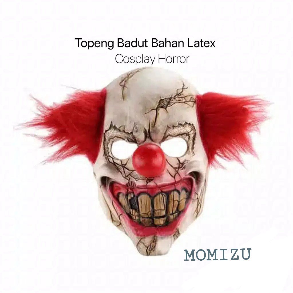 Topeng Badut Topeng Joker Halloween Killer Scary Clown Party Mask Paintball Full Face Ram
