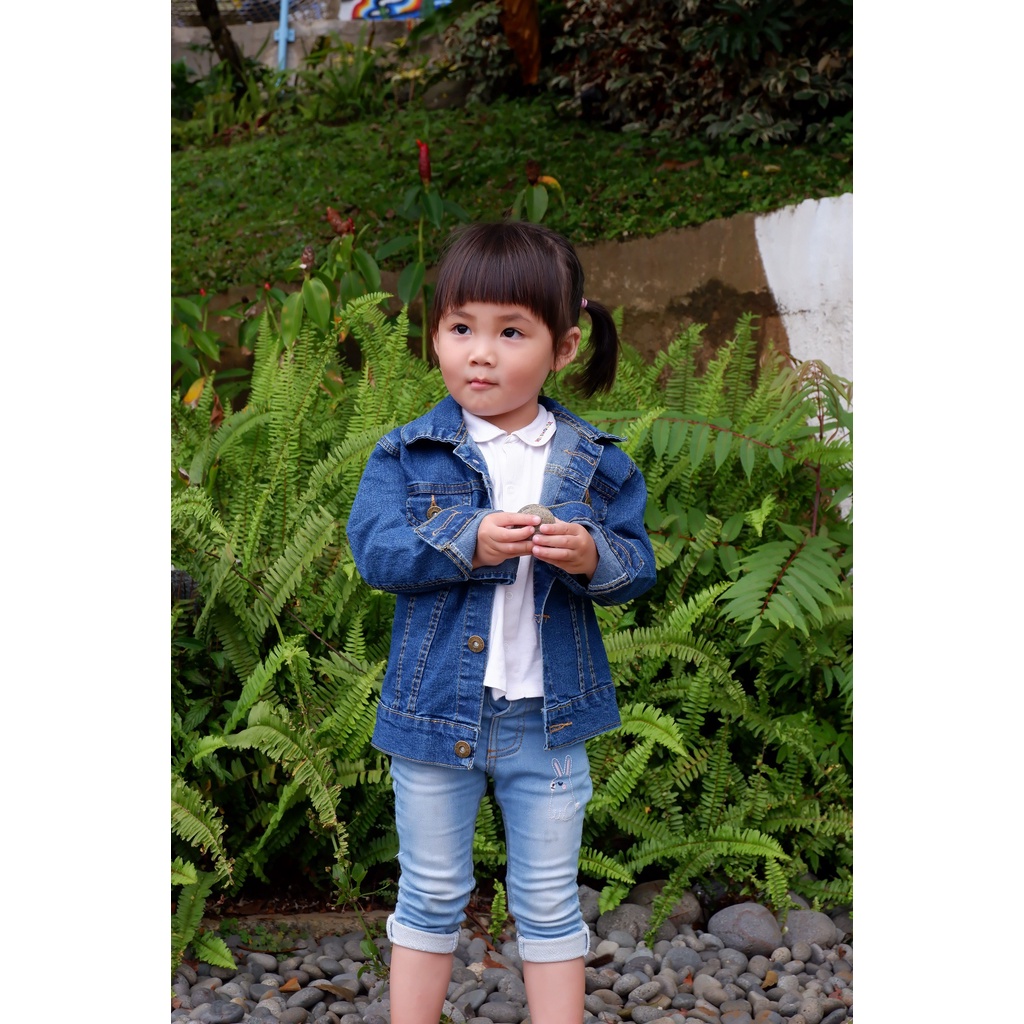 CARVA ORIGINAL JAKET JEANS ANAK LAKI LAKI PEREMPUAN ORIGINAL DENIM STRECHT SENDWASH SPOTBLUE  REALPICT