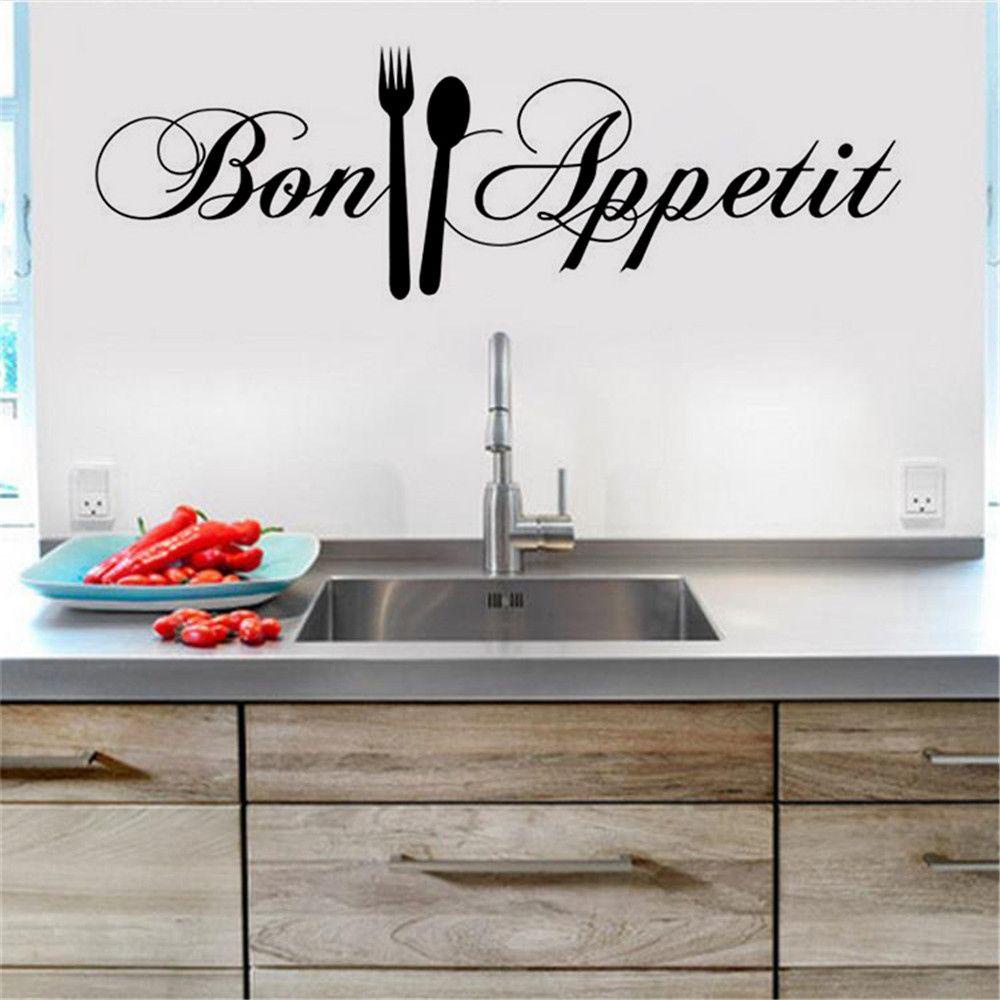 Populer 1PC Bon Appetit Removable Poster Perekat Diri Dekorasi Rumah Huruf Decals