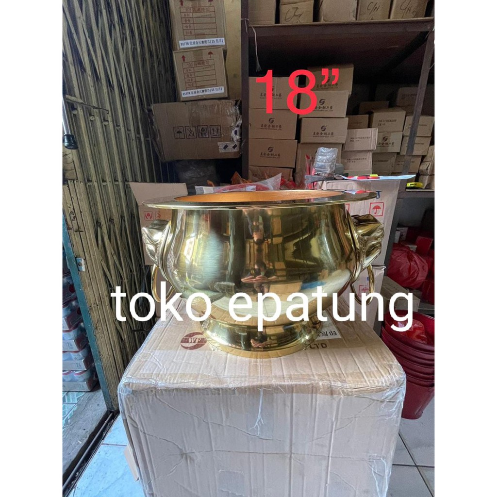 Hio Lo / hiolo / hiulo / hiu lo - kuningan - kepala singa - 18 inch