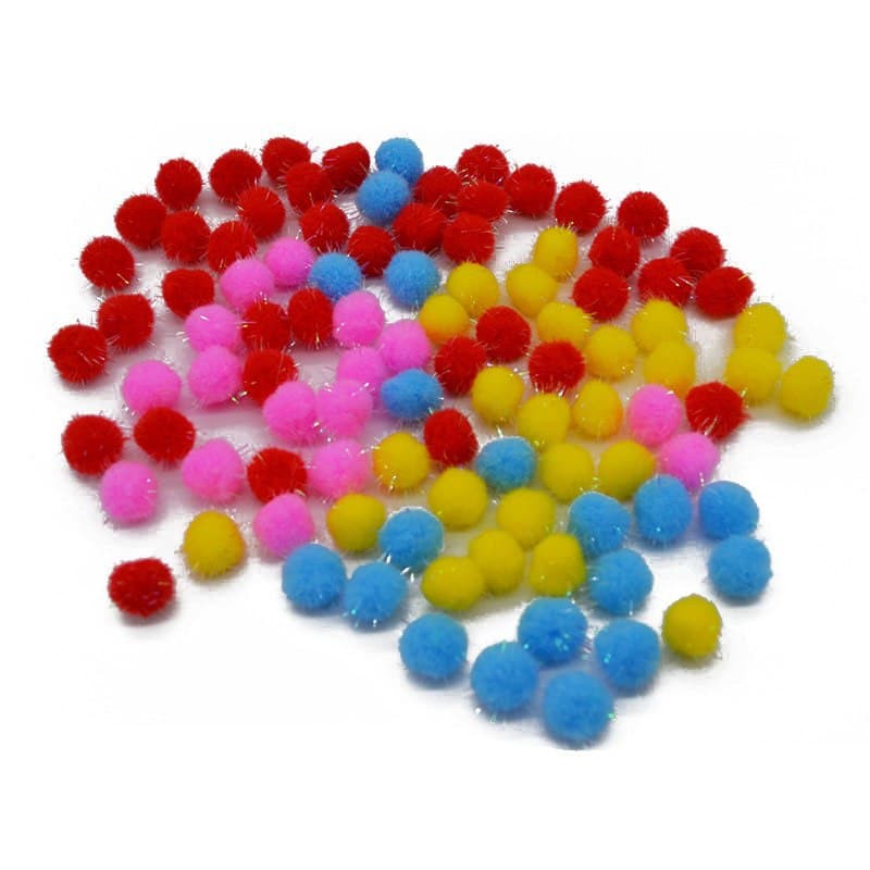 Mini Glitter Pom Poms 18mm (10ps)