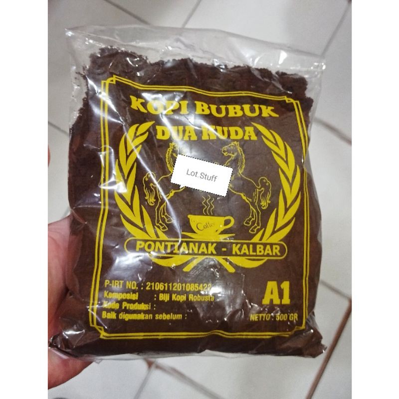 

Kopi Bubuk Robusta Asli Cap Dua Kuda Premium Khas Pontianak 500gr/0.5kg