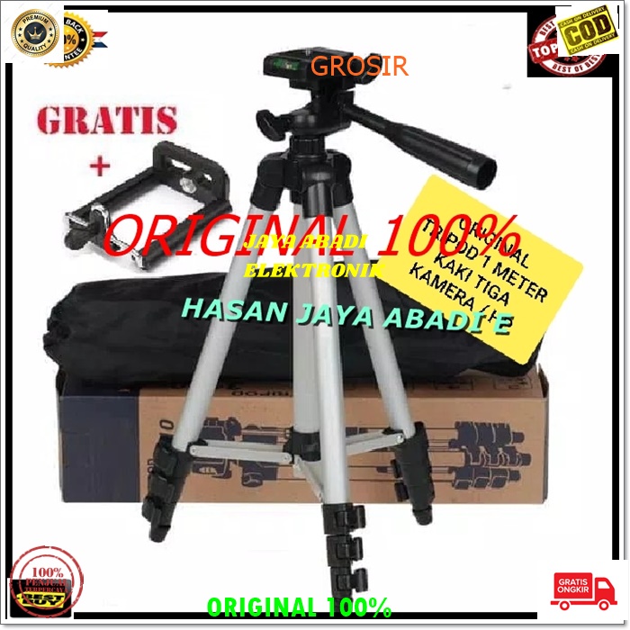 J150 ORIGINAL TRIPOD KAMERA KAKI TIGA HOLDER HANDPHONE CAMERA PENOPANG PANJANG 1 METER STAND STANDING GANTUNGAN HANDPHONE MULTI UNIVERSAL MAMPU MENAHAN BEBAN 4 - 4KG KOKOH KUAT ANTI JATUH ANTI KARAT PENOPANG  MEREKAM STANDING ALUMINIUM METAL PANJANG