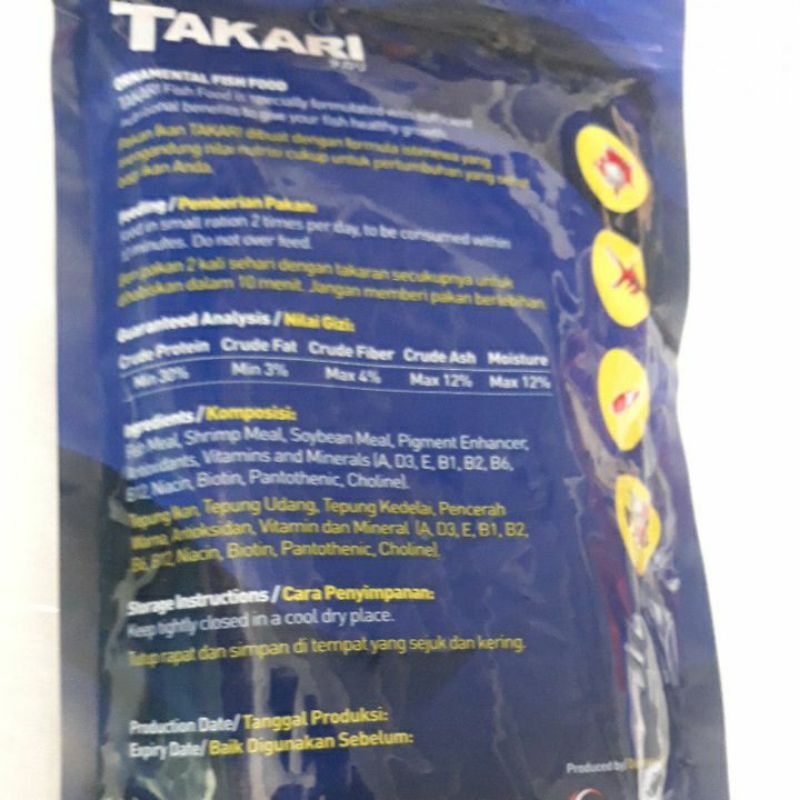 Takari fish food 500gram size 2mm &amp; 5mm, Pakan/makanan ikan