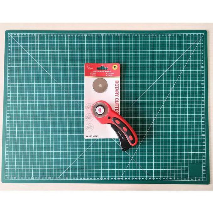 

MURAH MERIAH Paket Hemat Cutting Mat A2 (2 sisi) + Rotary Cutter Freya + Refill