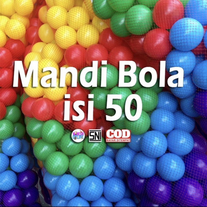 (ISI 50 BOLA) SNI Bola Mandi Bola Warna / Bola Plastik Warna Anak - anak