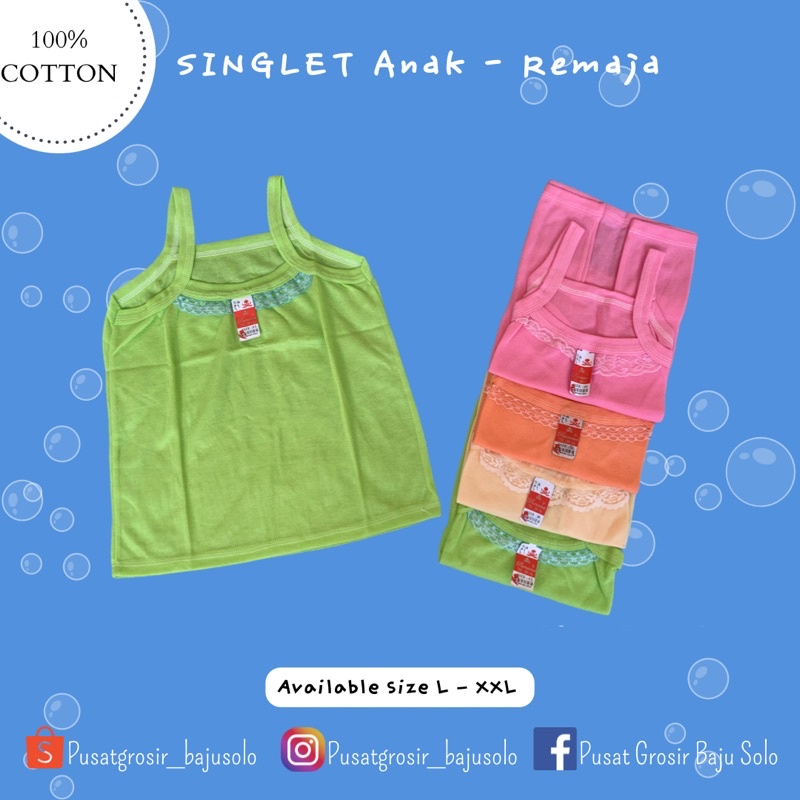 1 PCS KHUSUS ECER / KAOS SINGLET RENDA ANAK REMAJA / SINGLET WANITA / KAOS DALAM ANAK PEREMPUAN / BA