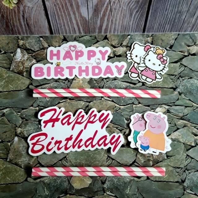 CAKE BANNER HAPPY BRITHDAY KARTUN MURAH