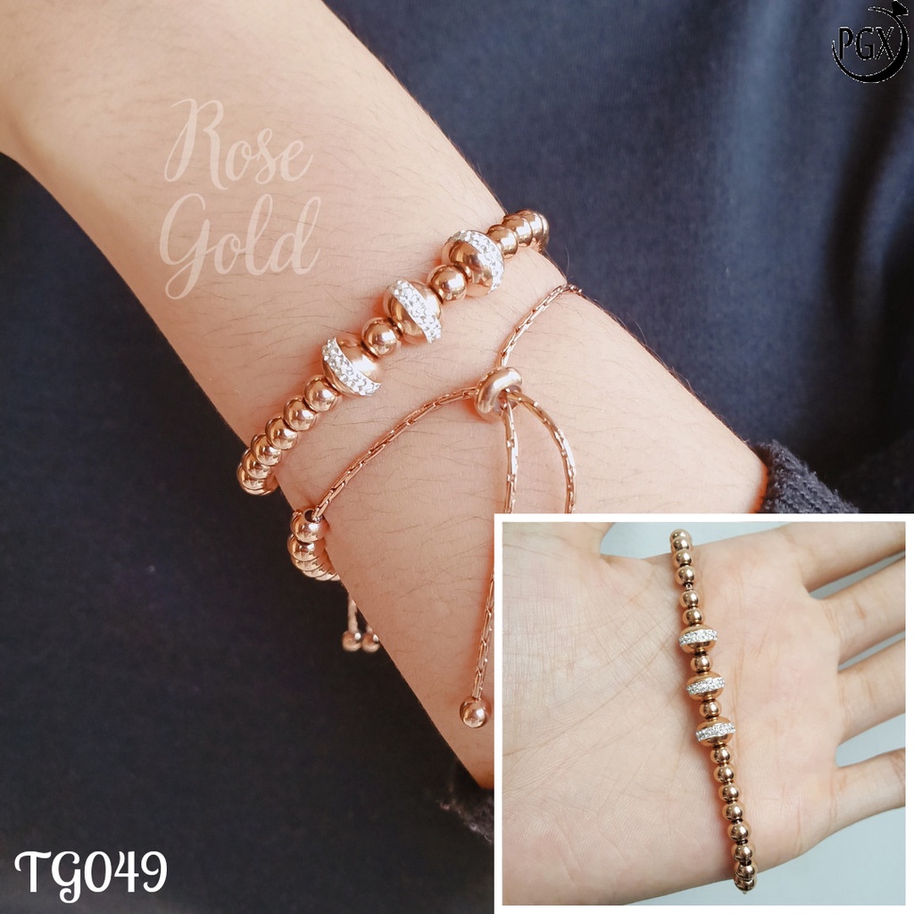 PGX Gelang Serut Titanium Wanita Perhiasan Anti Karat Aksesoris Fashion - TG049