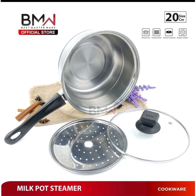 Panci Susu Milkpot Kukus Steamer Stainless Steel