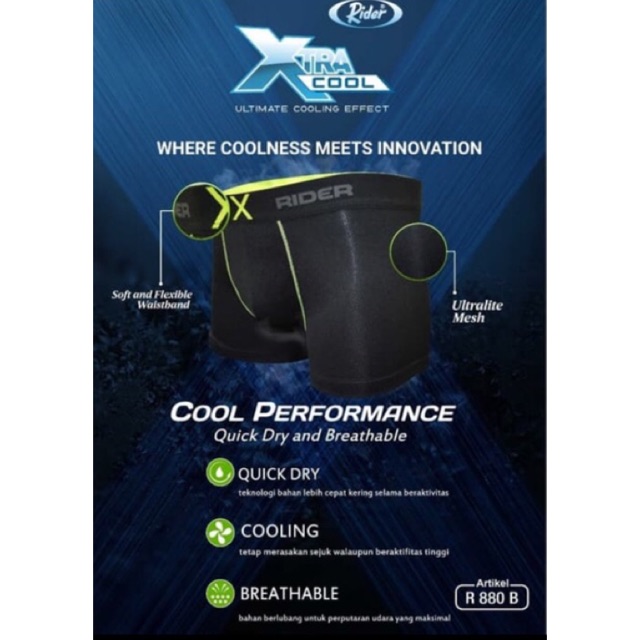 Rider Xtracool R880B Celana Dalam Pria Boxer Isi 2 Pcs