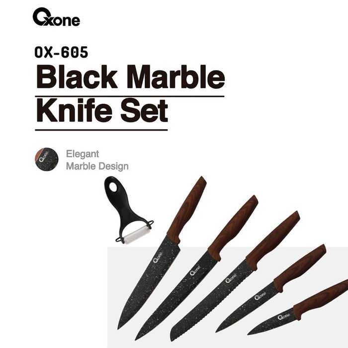 Pisau Dapur Oxone OX 605 Black Marble Knife Set [ORIGINAL] MURAH BANGET / GARANSI RESMI