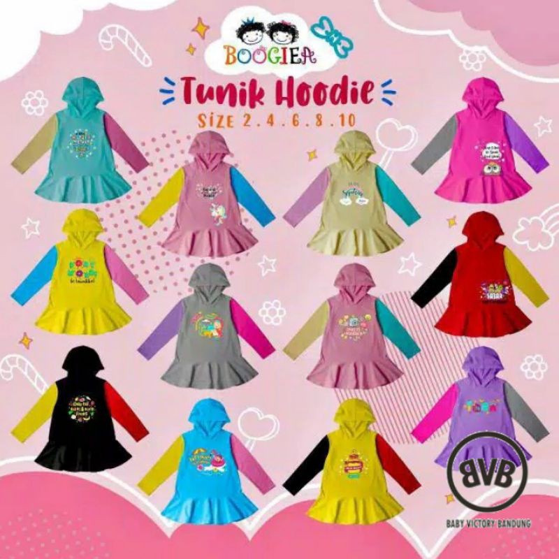 ( 1-10th ) Tunik Warna Warni Hoodie Boogiea