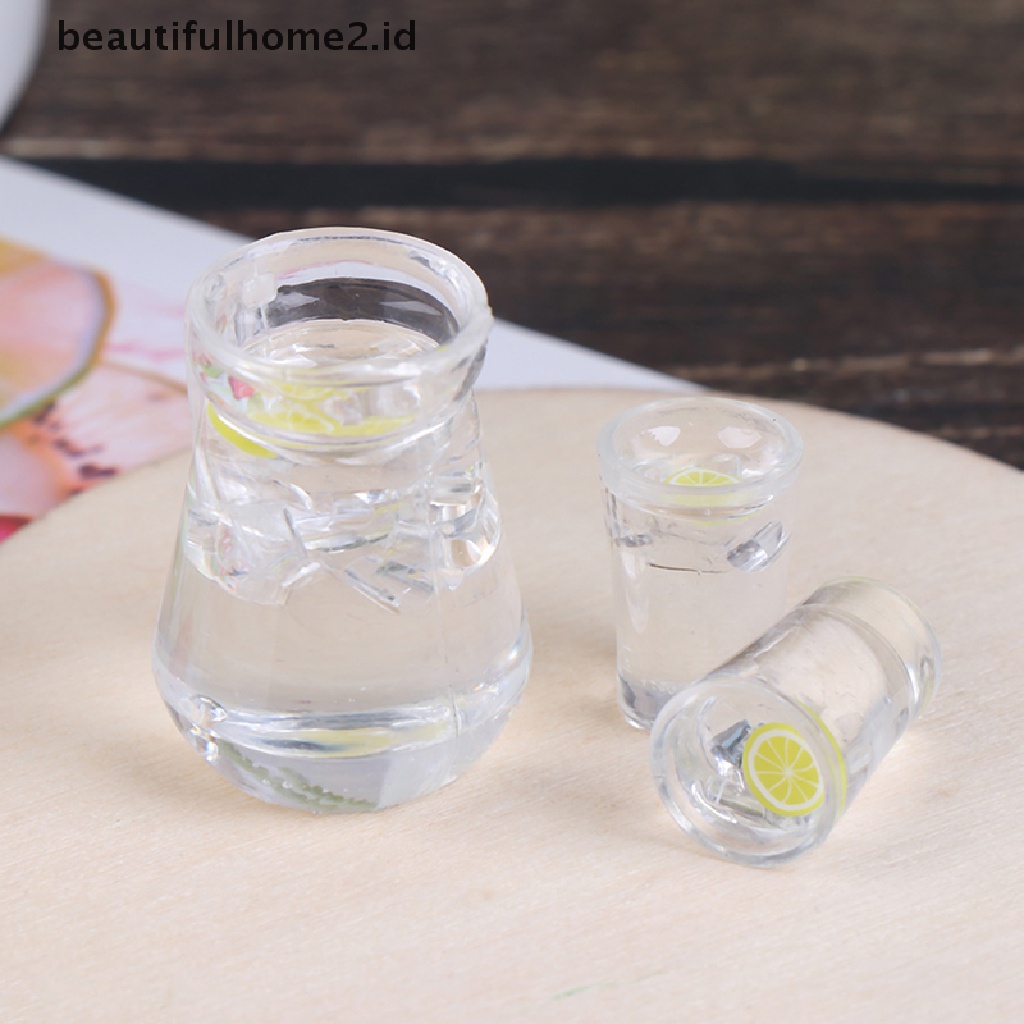 [beautifulhome2.id] 3pc/set Dollhouse Miniature food lemon Juice Jug cup for Dollhouse Furniture ID