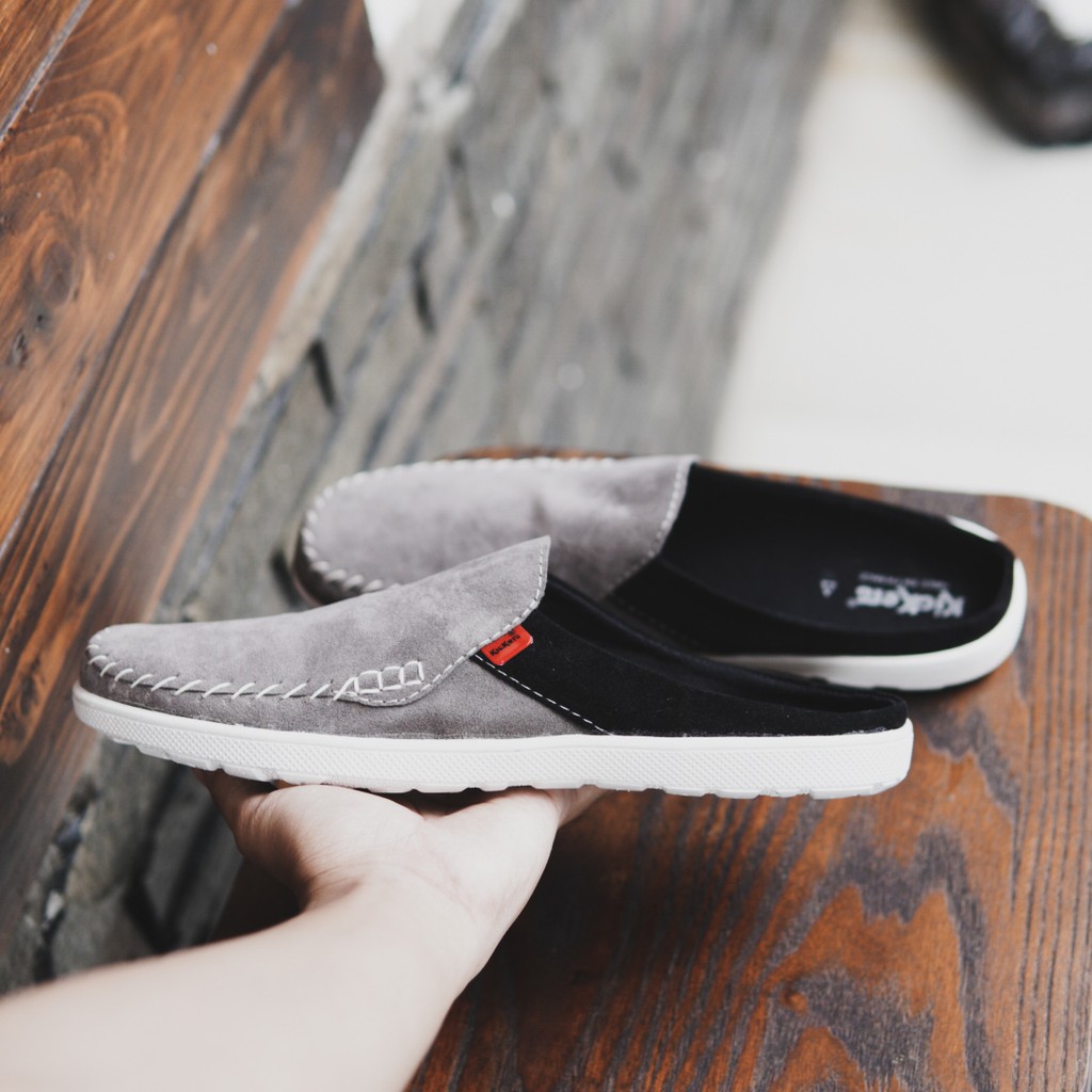 Sepatu Slop Bustong Kicekrs Stiching Sepatu Kasual Slip On Pria Santai Slop Bustong Tutong Casual