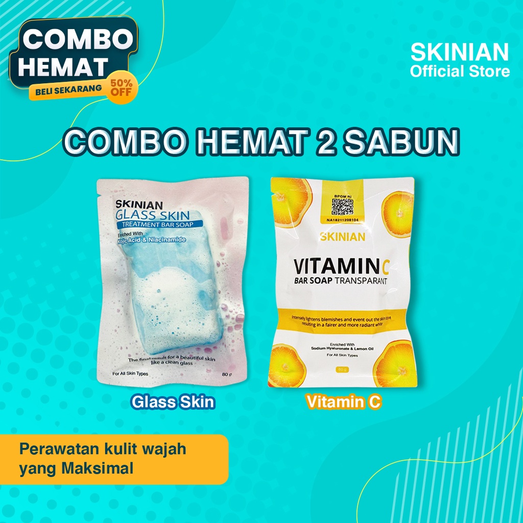 Paket Hemat isi 2 Sabun Skinian Treatment Bar Soap dan Skinian Vitamin C - Sabun Viral Tiktok Sabun Pemutih Badan BPOM Penghilang Bekas Luka Penghilang Flek Hitam Plek Item Penghilang Bekas Jerawat Ampuh Sabun Piral Viral untuk Wajah dan Badan Aman Bagus