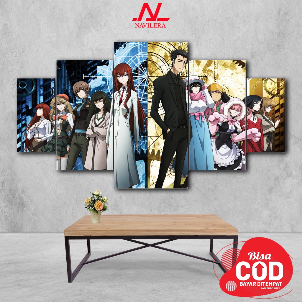 NAVILERA -  Hiasan Dinding Kamar Poster Kayu Anime STEINS GATE Wall Decor 1 SET 5PCS