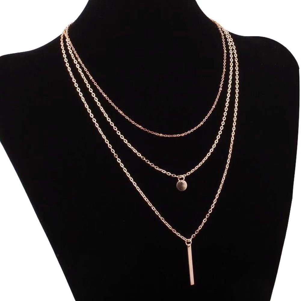 OVERFLOWS.ID Kalung Multi-Layer Import Necklace Alloy Tumpuk 3 Kalung Rantai